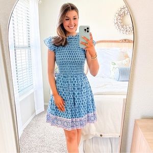 Oliphant Blue Patterned Mini Dress